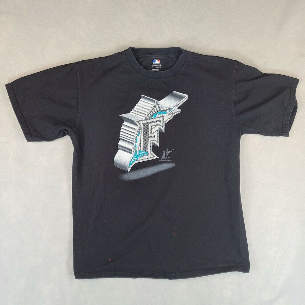 Florida Marlins MLB Genuine Merchandise Athletic T-Shirt Mens Medium Black‎